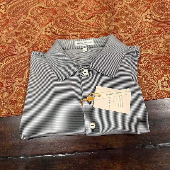 Peter Millar Summer Comfort Men's Medium Black Striped Polo MSRP $115 - Picture 1 of 6